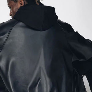 Logotipo bordado personalizado de cuero de béisbol Bombers Letterman College chaqueta de cuero de los hombres de alta calidad - Product Image 6