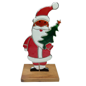 Contemporary Tabletop <b>Ornament</b> Christmas Metal Snowman Sculpture With <b>Wooden</b> Base Modern Aesthetic Room Decor <b>Ornaments</b> - Product Image 4