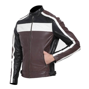 Wholesale Saleh Enterprises Premium Fabric Genuine Leather Men's <b>Slim</b> <b>Fit</b> Biker <b>Jacket</b> Plus Size Waterproof Eco-Friendly Winter - Product Image 4