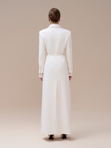 Abrigo de mujer, nuevo diseño, abrigo largo Gwen con bolsillos, ropa de invierno de lana de Tweed, moda de mujer blanca, fabricante Original - Product Image 2