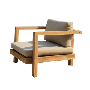 1-Seater โมเดิร์นเก้าอี้เลานจ์เดี่ยวที่หรูหราไม้สักผ่อนคลายสำหรับลานสวนสระว่ายน้ำการใช้งานกลางแจ้งพร้อมชุดโซฟาสวน - Product Image 6