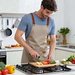 Delantal de Cocina Color Caqui con Logotipo Personalizado, de Algodón, Impermeable, con Tirantes Cruzados Ajustables, para Restaurante, Tienda, Jardín, Trabajo, con Bolsillo - Product Image 6