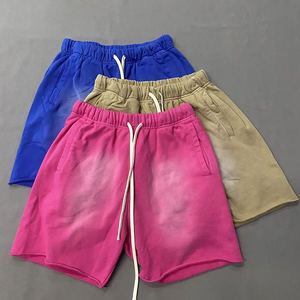 Short streetwear pour hommes Short de jogging vintage en coton avec ourlet brut personnalisé et délavé à l'acide Short de jogging en éponge Pantalon court uni - Product Image 2