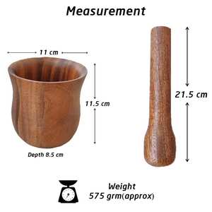 Mortero de madera y triturador de especias Okhli Khalbatta Regalo para mamá - Product Image 4