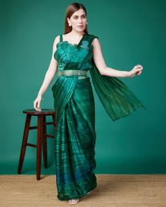 Saree By Fab Zone Dernier Créateur Organza Soie Broderie Séquence Travail Prêt à Porter - Product Image 2