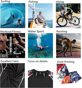 Gym workout training compression t shirt <b>men</b> sports athletic running <b>base</b> <b>layer</b> breathable moisture wicking tight fit top - Product Image 6