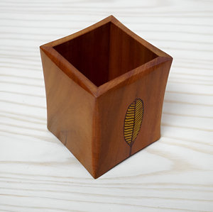 Decorative Leaf Design Wooden Cutlery Holder Best Wood Spoon and Fork Box Kitchen & Tabletop - Product Image 5