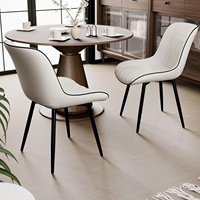 Lot de 2 chaises de salle à manger blanches sans accoudoirs en similicuir avec pieds en métal pour cuisine ou salon moderne