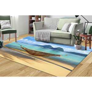 Alfombra Estampada con Vista a la Playa para Decoración del Hogar y Tacto Suave, Alfombra de Terciopelo de Lujo - Product Image 3