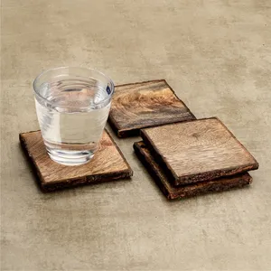 Sous-verres en bois brun de qualité supérieure pour tasses à thé, sous-verres de table en vrac, dessous de verre pour boissons chaudes et froides - Product Image 2
