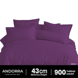 Drap plat Reine d'Andorre 900TC Microfibre Satin Écologique 360 Sangle Élastique Motif Rayures Couleurs unies - Product Image 4