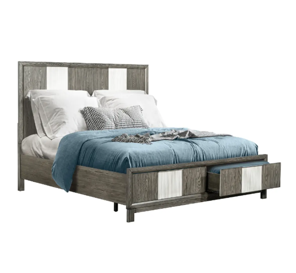 Yatak odası yeni tasarım ahşap çıtalar çerçeve yatak katı ahşap yumuşak yatak başlık yatak tabanı ile iyi fiyat