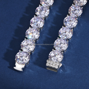 เครื่องประดับแฟชั่นฮิปฮอปเงิน925ชิ้นใหม่ To15MM 8มม. วิบวับเพชรขนาดใหญ่ VVS Moissanite สร้อยคอเทนนิส - Product Image 5