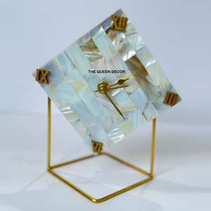 Reloj de Mesa con Diseño de Hoja de Palma, Estilo Industrial Moderno, Acabado Dorado Antiguo, Adorno para Mesa de Hogar y Hoteles - Product Image 6