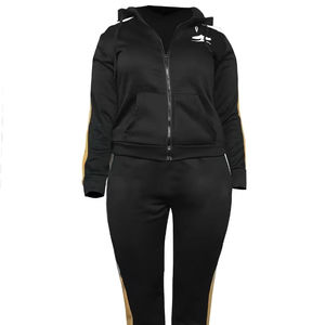 LW เสื้อผ้าลำลองสองชิ้นขนาดใหญ่พิเศษของผู้หญิงเสื้อมีฮู้ดและกางเกงมีซิปพิมพ์ลายกราฟิก - Product Image 1