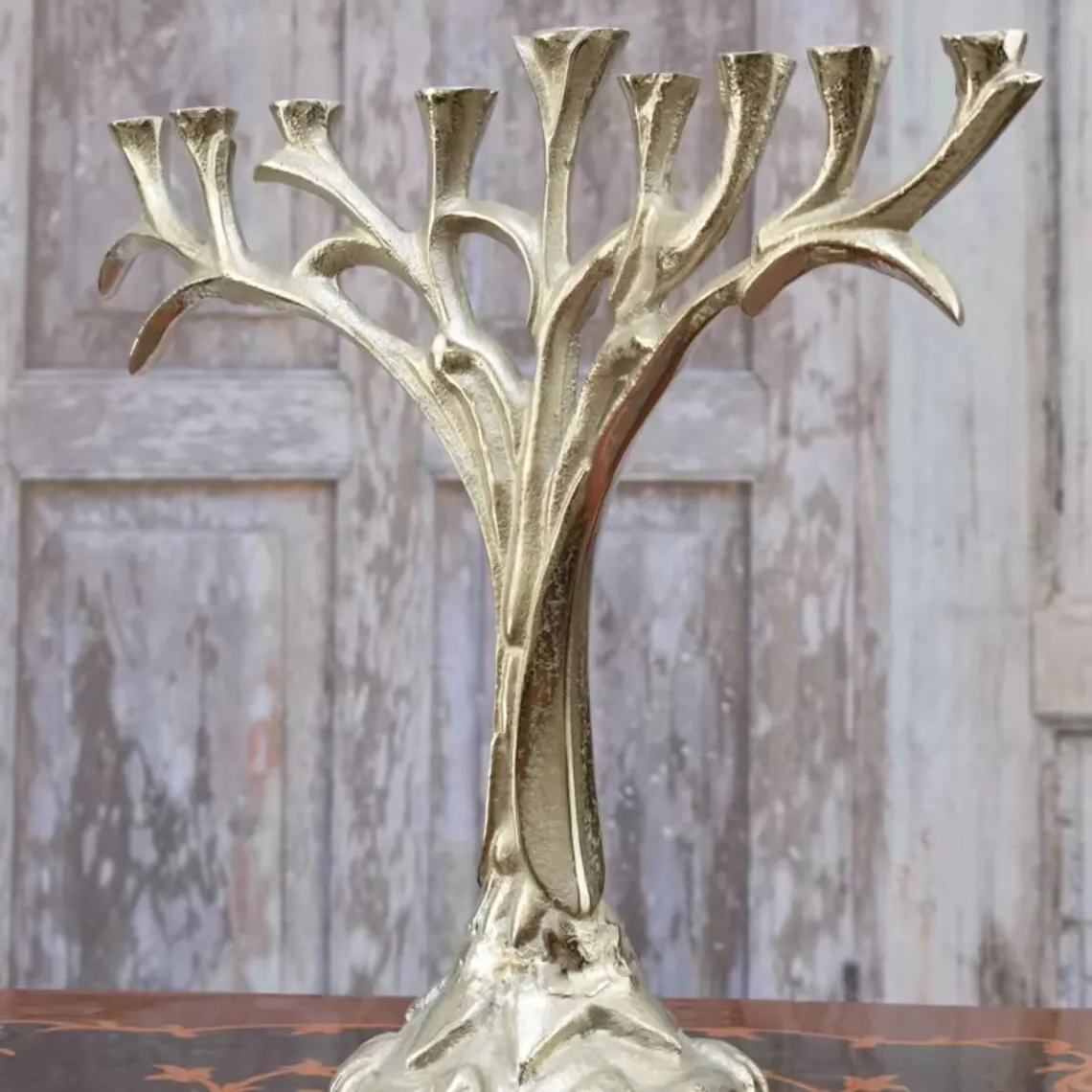 Menorah Schlussverkauf vintage jüdisch dekoratives Metall antike Menorah Kandelaber silberne Farbe Kerzenhalter für Heimdekoration