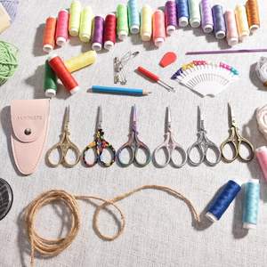 Ciseaux fantaisie enduits de couleur bleu rose Ciseaux à broder à lames tranchantes adaptés au travail d'enfilage d'aiguille bricolage 3.5 "pouces - Product Image 5