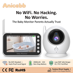 Anicebb 2026 Babyphone 4,3 pouces 720P sans fil 2,4 GHz Audio bidirectionnel Vision nocturne Détection des pleurs Batterie 2000 mAh 300 m - Product Image 1