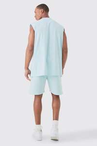 Dernier modèle Ensemble débardeurs et shorts sérigraphiés surdimensionnés au design personnalisé Vêtements de gym et d'entraînement Débardeurs et shorts de plage respirants pour hommes - Product Image 2