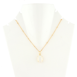 Attrayant à facettes ovale opalite Quartz broche ensemble pendentif collier plaqué or perlé chaîne collier cadeau d'anniversaire - Product Image 2