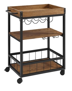 Chariot en métal moderne en laiton AK fini or 2 niveaux de verre avec roues chariot de bar décoratif pour les meubles de fête/service d'hôtel - Product Image 6