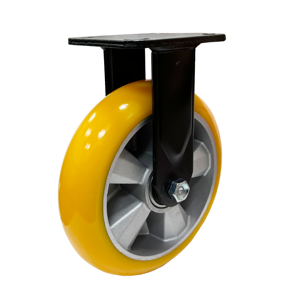 Rueda giratoria rígida con rodamiento de bolas de poliuretano amarillo de 8 pulgadas para trabajo pesado - Product Image 2