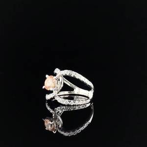 แหวนเพชรโมอิสคู่แท้สีส้มเข้ม925ตัดสีเงินเครื่องประดับชั้นดีสำหรับงานแต่งงานและงานปาร์ตี้ - Product Image 4