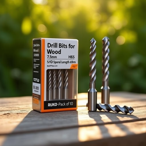 <b>Drill</b> <b>Bits</b> for <b>Wood</b> 7.5mm HSS 5xD Spiral Length 69mm RUKO-Pack of 10 - Product Image 3