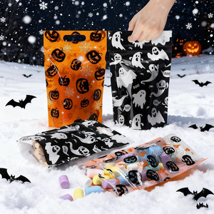 Sacchetti CPP per dolcetti di Halloween con manici, sacchetti regalo richiudibili a forma di zucca in cellophane con cerniera, a prova di odore e umidità - Product Image 1