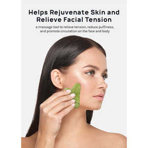 Outil de massage Gua Sha en pierre de jade A3shop A+ et rouleau en quartz rose pour le visage, le corps et le cou - Product Image 5