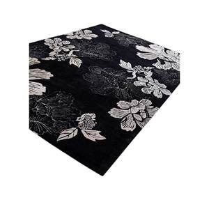 Tapis Hacienda Floral en laine et viscose tufté à la main, gris et noir, rectangulaire, pour la maison, le salon, le couloir, pour adolescents - Tra-14893 (Cs-01) - Product Image 2