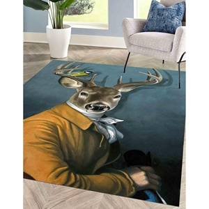 Deer in Suit Rug: <b>Abstract</b> <b>Animal</b> <b>Art</b>, Non-Slip Carpet,With Pile Soft Rug - Product Image 3