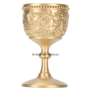 Vintage Designer Engraved Premium Quality Aluminum Casted High Grade Gold Plated Red <b>Wine</b> Glass <b>Goblet</b> Beer Drinkware Barware - Product Image 1