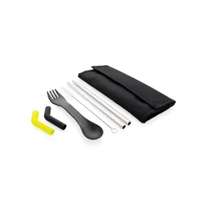 Ensemble d'ustensiles de camping écologiques Tierra, pailles et porte-couverts - Product Image 1