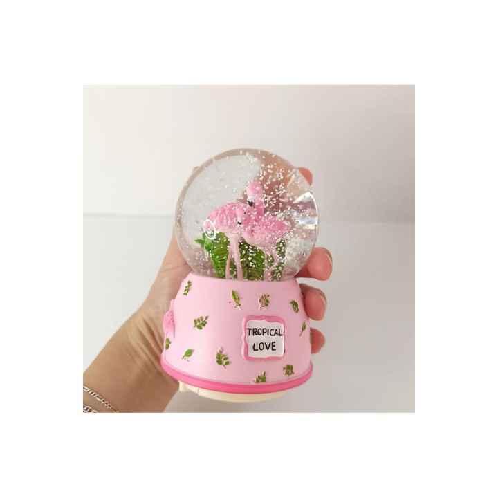 Snow Globe Lighted Musical Flamingo Design Snow Globe Figurine for Lover Friend Birthday