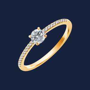 Anillo de microdiamantes redondos cultivados en laboratorio, de 0.30 quilates, H+-SI, elaborado en oro macizo de 14K, ideal para uso diario, apilable, para regalo. - Product Image 1