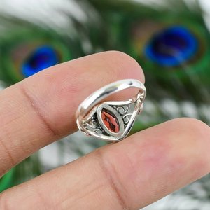 Romantique Marquise Coupe Rouge Grenat 925 Bague En Argent Sterling Conception Unique Femmes De Mariage/Fête Accessoire En Gros En Vrac - Product Image 3