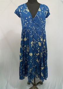 ชุดแม็กซี่เดรสยาวแขนพองสำหรับผู้หญิงชุดเดรสยาวผ้าลินินคอตตอนคอวีพิมพ์ลายดอกไม้ลำลองงานตามสั่ง - Product Image 2