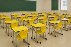 TELINA-Silla de escuela ajustable de mesa individual modelo CDF, duradera, respetuosa con el medio ambiente, diseño moderno, material de madera para aula - Product Image 5