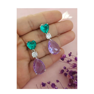 Boucles d'oreilles tour de cou en diamant américain fabriquées à la main pour femmes Meilleure valeur en vrac pour bijoux de mariage fabriqués avec des strass - Product Image 1