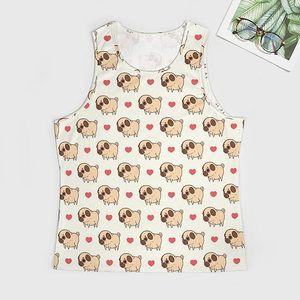 Lovely Pug Dogs Débardeur sans manches 100 % coton à col rond pour hommes, idéal pour la gym, le fitness et les tenues décontractées - Product Image 2
