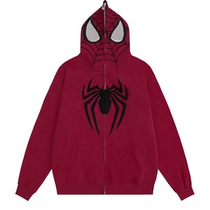 Personalizado al por mayor de alta calidad vintage Spider-Man flocado toalla bordada con capucha logotipo personalizado impreso bordado hombres Sudadera con capucha - Product Image 2