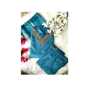 Vente à l'exportation de nouveaux créateurs de pantalons Kurti en coton et soie Ensemble Dupatta pour femmes avec design personnalisé disponible en Inde - Product Image 1