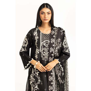 Traje de Verano de 3 Piezas para Mujer, Color Negro, Estampado con Efecto Lacado - Product Image 4