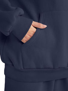 Private Label Winter Hooded Lightweight Breathable Casual Solid <b>Women</b> Track <b>Suits</b> 100% Cotton Wholesale in Stock - Product Image 6