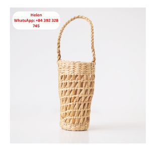 Porte-gobelet jetable en jonc de mer et jacinthe d'eau de haute qualité-Inserts de tasse en verre avec porte-gobelet en jonc de mer taille personnalisée - Product Image 5