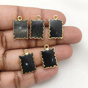 Pendentif en tranche d'obsidienne argentée naturelle |   Charmes en pierres précieuses pour la fabrication de bijoux |   Approvisionnement en gros - Product Image 1