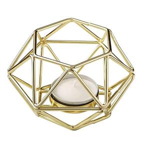 Linterna de vela de metal con acabado dorado de alta calidad con forma geométrica soporte interior y exterior para decoración del hogar para Navidad - Product Image 1