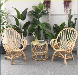 Juego de sillas de bambú natural de alta calidad con diseño moderno otomano para el hogar, sala de estar, aplicación de hotel y parque al aire libre - Product Image 6