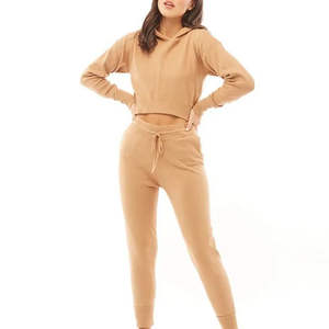 Chándal de lana de algodón 100% de talla grande para mujer, conjunto de Jogger transpirable con logotipo para deportes de invierno Yoga, venta al por mayor disponible - Product Image 4